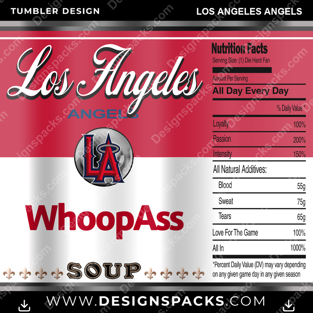 Baseball Soup Can Los Angeles Angels Tumbler Digital Wrap Design