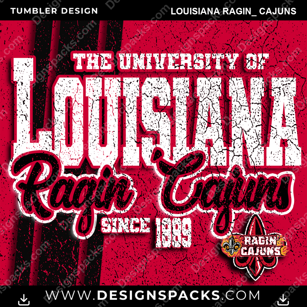 College Sport Grunge Louisiana Ragin_ Cajuns Tumbler Digital Wrap Design