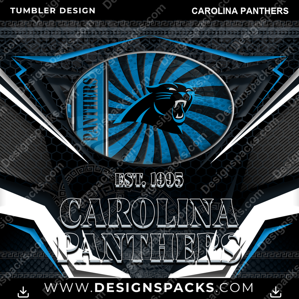 Football Tribal Carolina Panthers Tumbler Digital Wrap Design