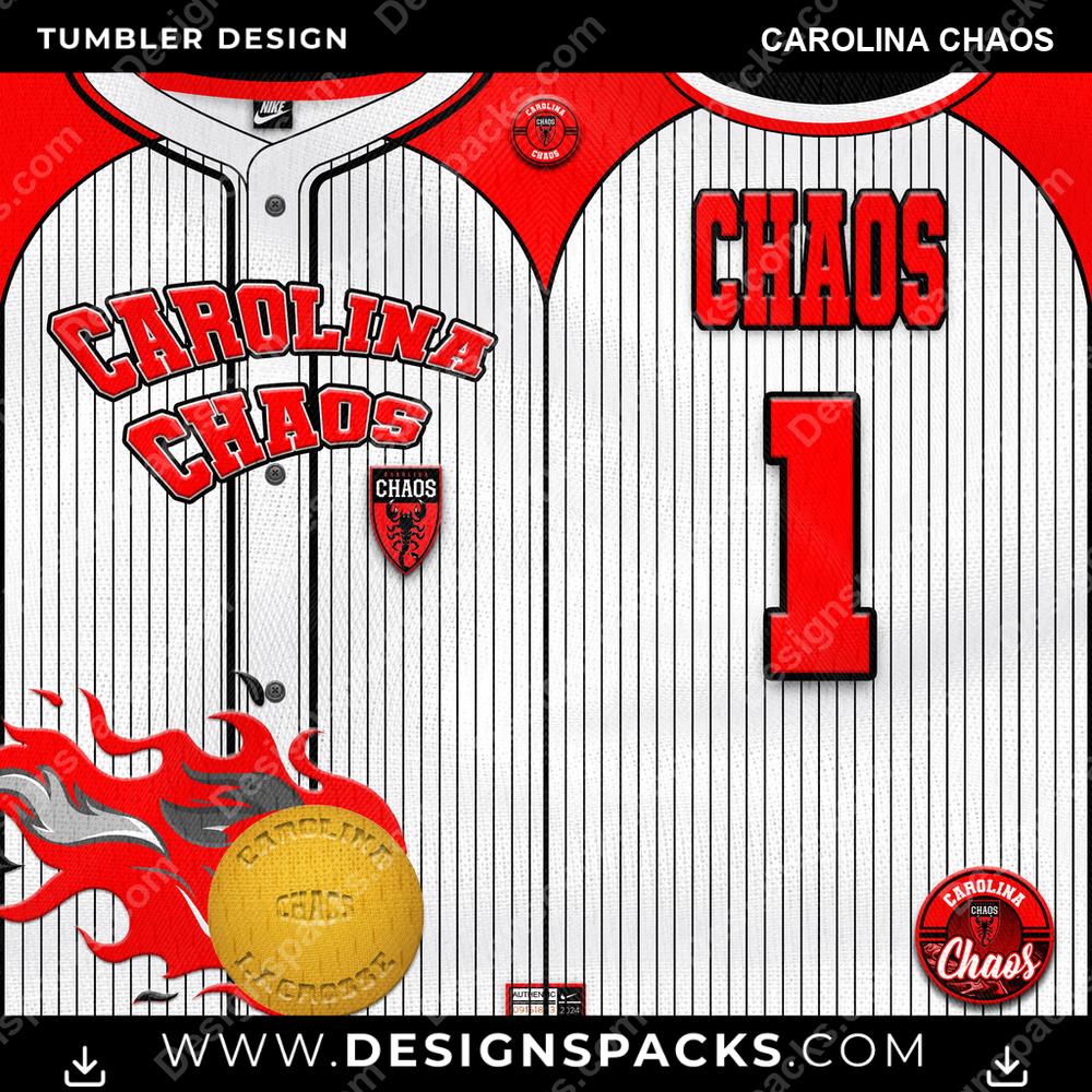 Lacrosse Team Button-Up Jersey Carolina Chaos Tumbler Digital Wrap Design