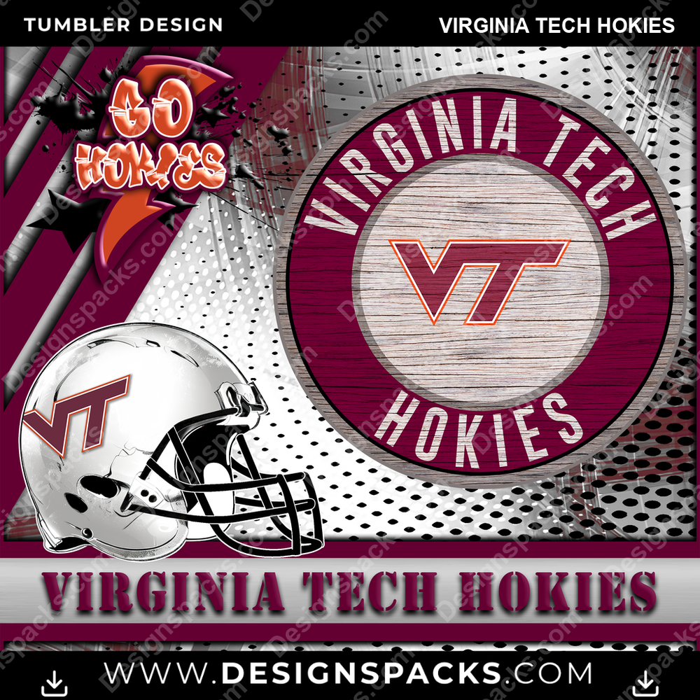College Sport Go Team 2 Virginia Tech Hokies NCAA College Sport Tumbler Digital Wrap Design Download