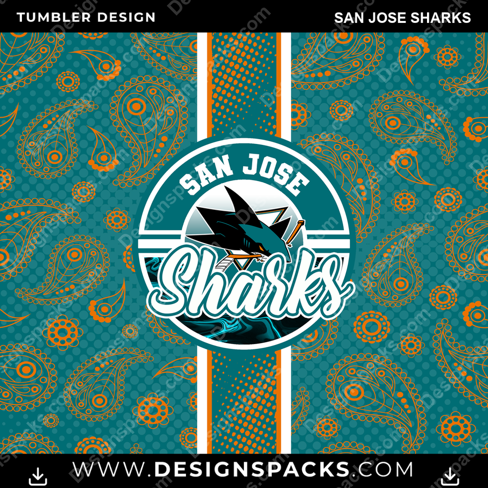 Hockey Handkerchief San Jose Sharks NHL Hockey Tumbler Digital Wrap Design Download