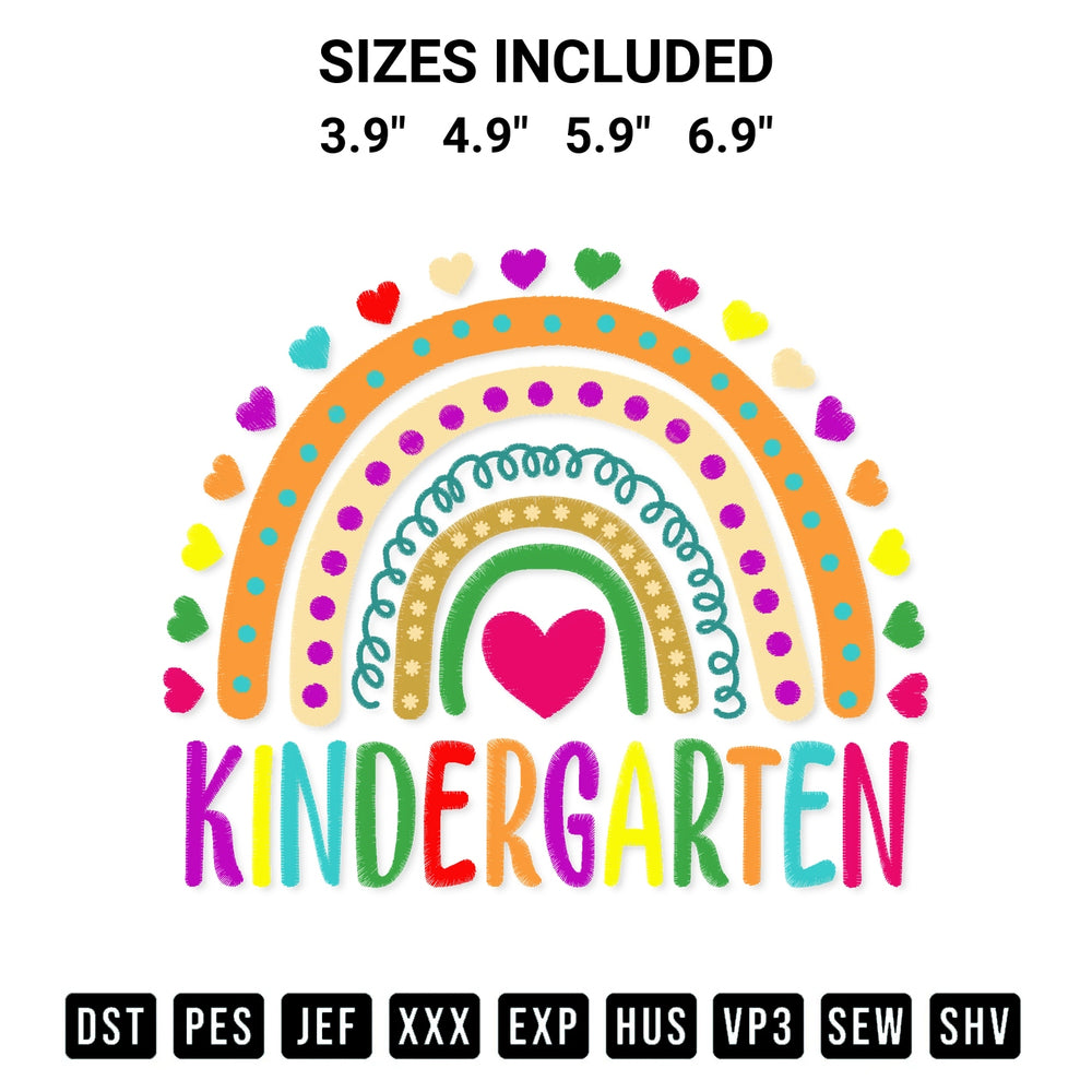 Looking for the perfect pattern? Download the Kindergarten Rainbow Embroidery Design embroidery design today at Designspacks.com. Crisp, clean stitching guaranteed. Available sizes: 3.9", 4.9", 5.9", 6.9".