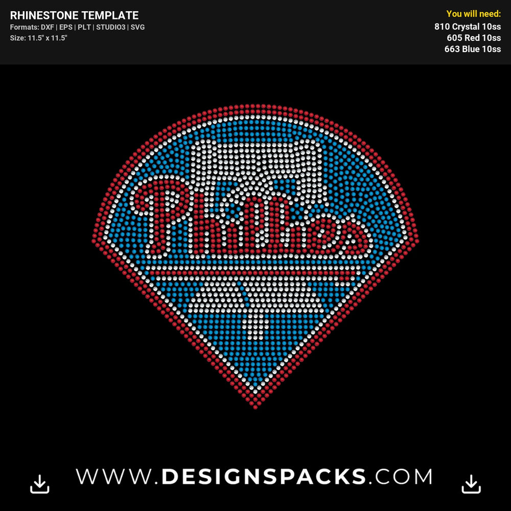 Phillies Baseball Logo Rhinestone Digital Template