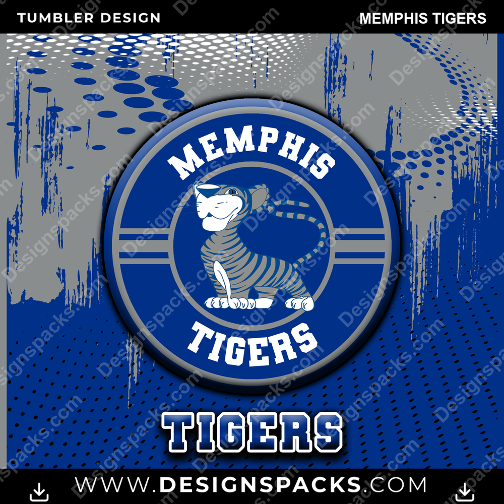 College Sport Dot Logo Memphis Tigers Tumbler Digital Wrap Design