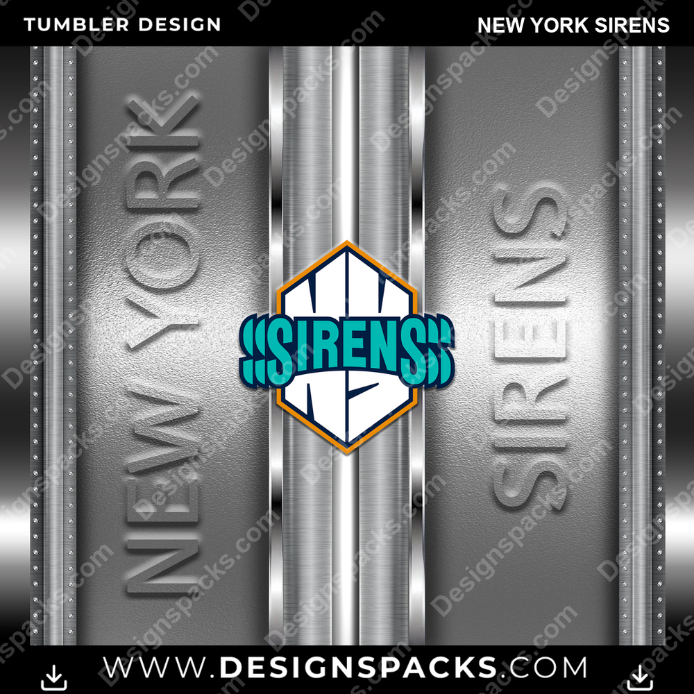 Hockey Metallic New York Sirens Tumbler Digital Wrap Design