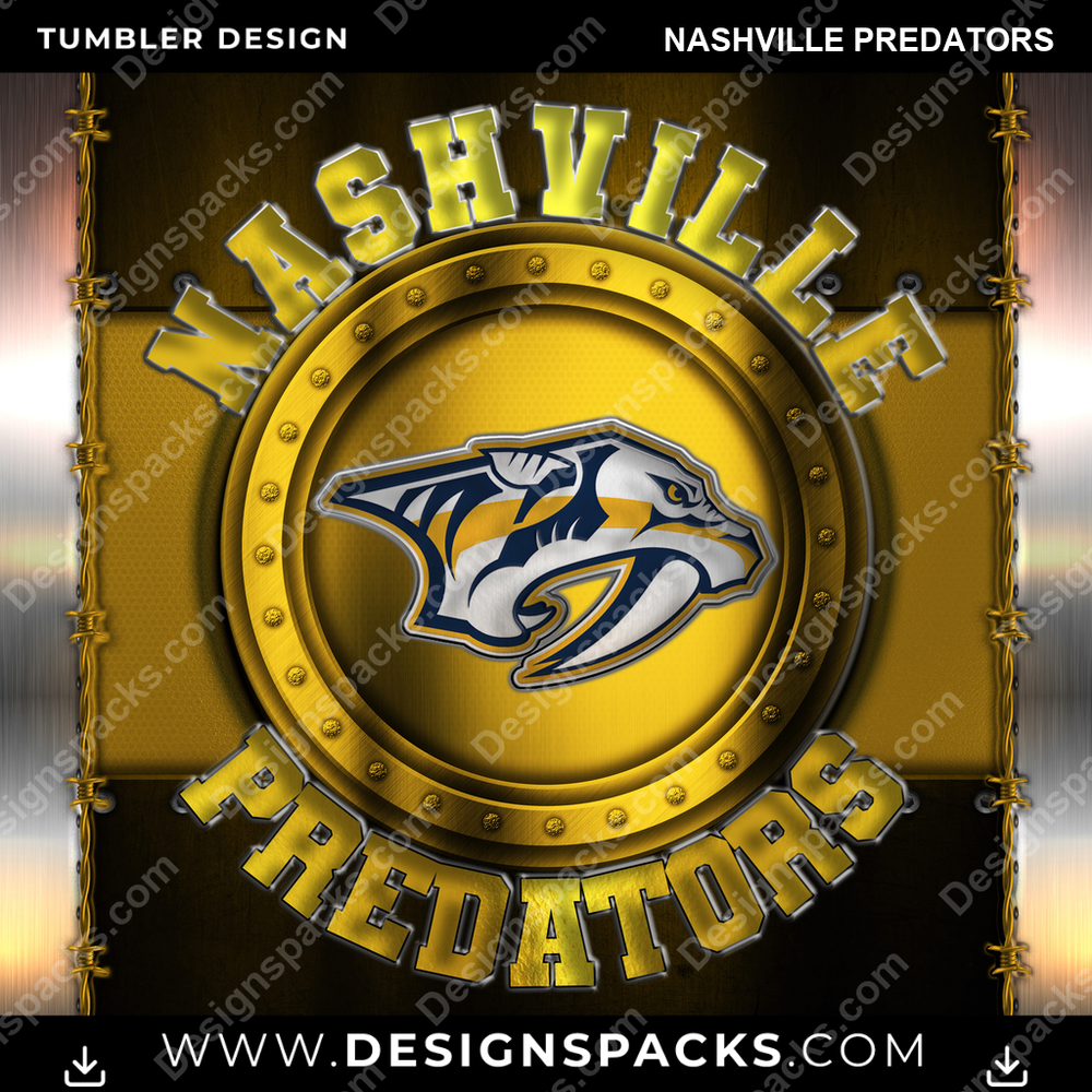Ice Hockey Metal Nashville Predators NHL Hockey Tumbler Digital Wrap Design Download