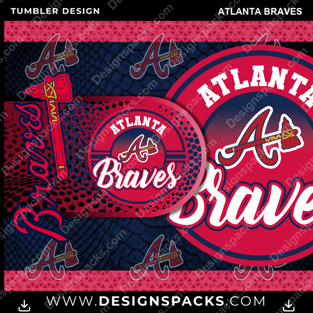 Baseball Hyper Atlanta Braves Tumbler Digital Wrap Design