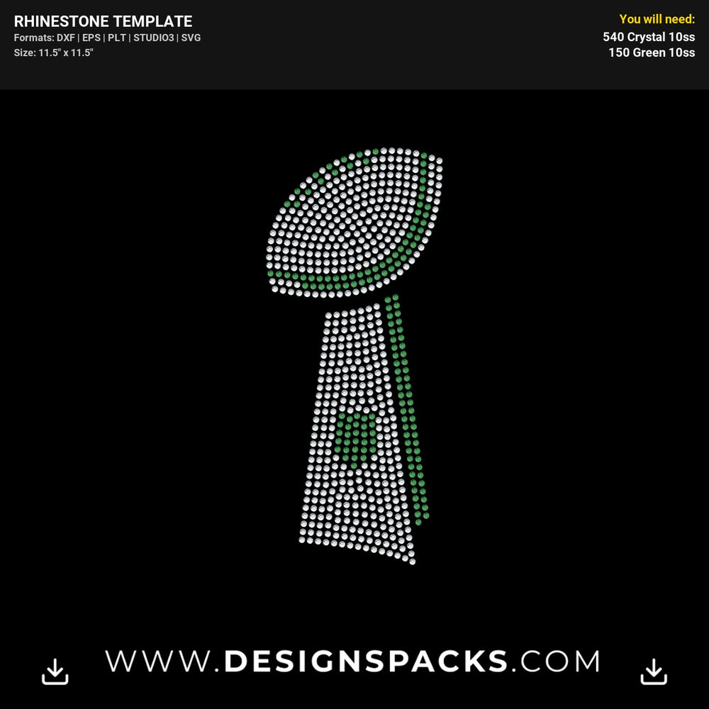 Lamar Hunt Trophy Super Bowl Rhinestone Digital Template
