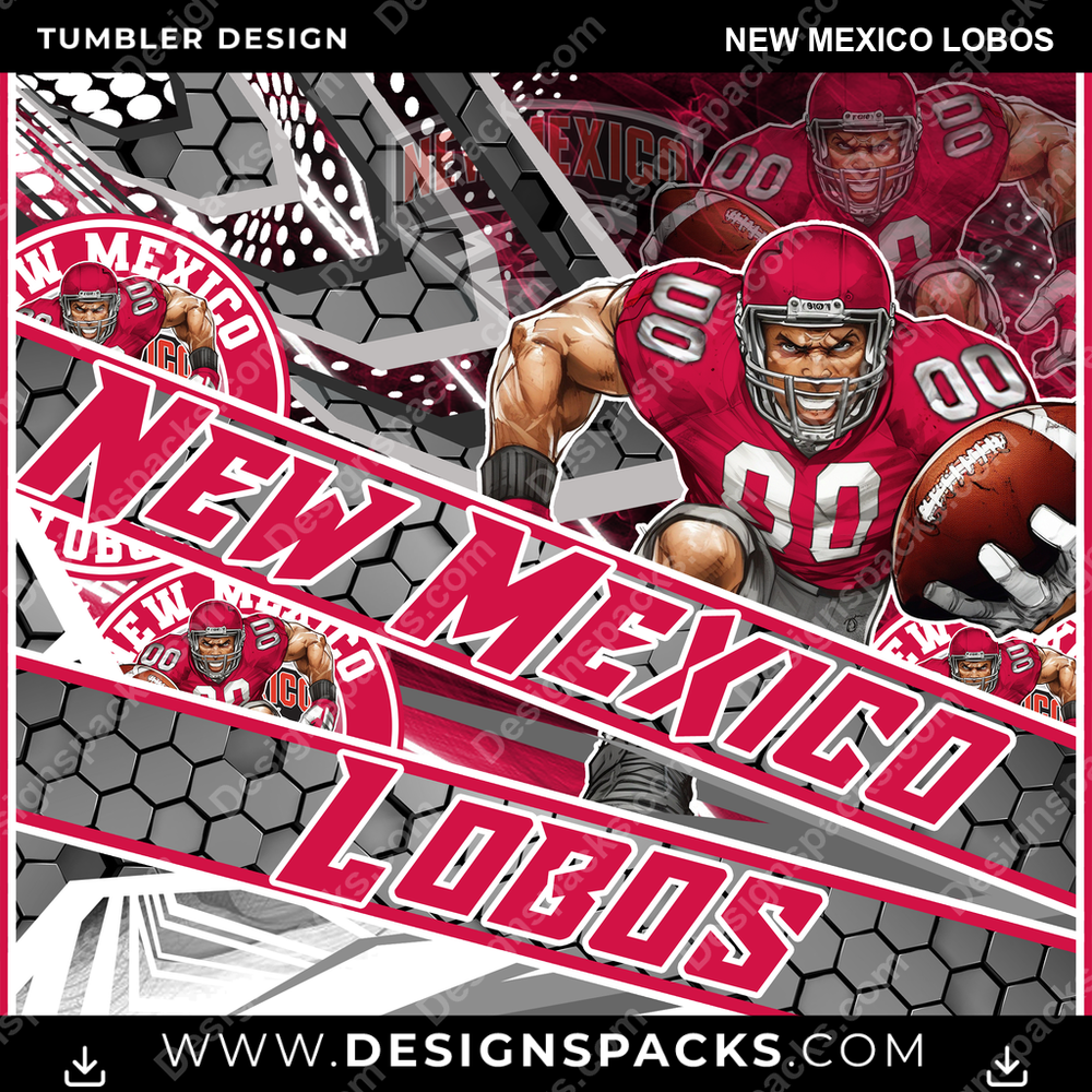 College Sport Fathead New Mexico Lobos NCAA College Sport Tumbler Digital Wrap Design Download