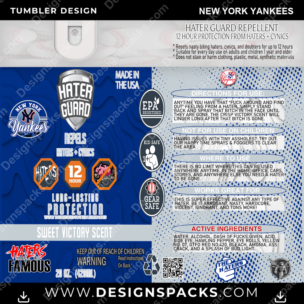 Baseball Hater Guard New York Yankees Tumbler Digital Wrap Design