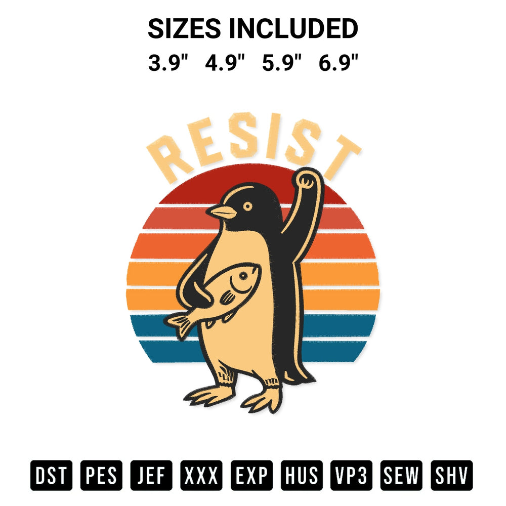 Get the Penguin Resist Embroidery Design embroidery design for your custom crafts! Premium digitized files available for instant download at Designspacks.com. Available sizes: 3.9", 4.9", 5.9", 6.9".