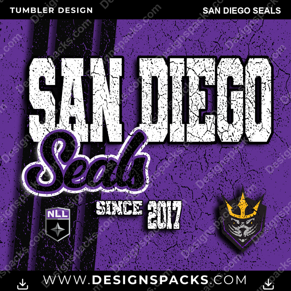 Lacrosse Grunge San Diego Seals Tumbler Digital Wrap Design