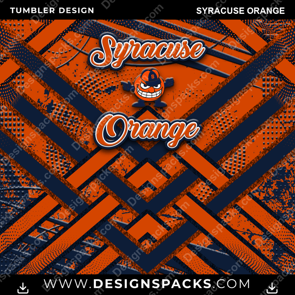 College Sport Glitter Stripe Syracuse Orange Tumbler Digital Wrap Design