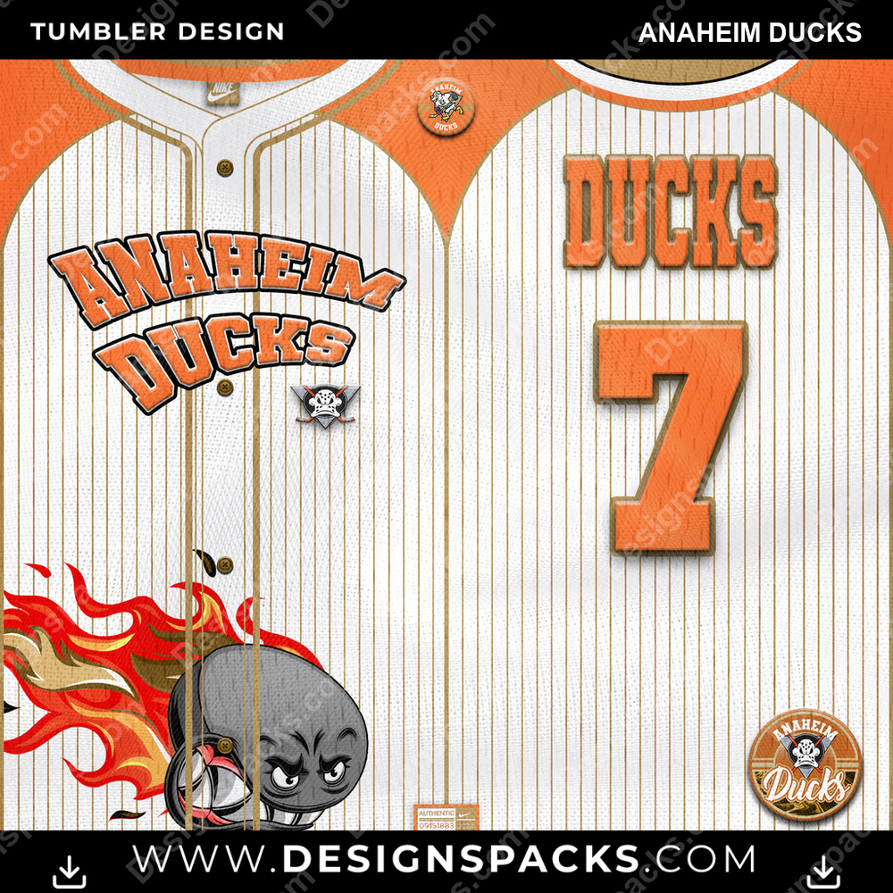 Ice Hockey Team Button-Up Jersey Anaheim Ducks NHL Hockey Tumbler Digital Wrap Design Download