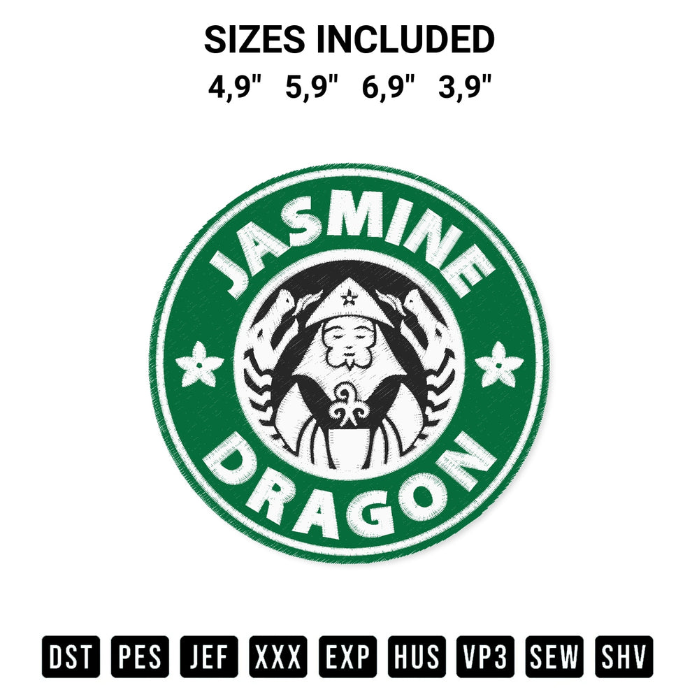 Shop the Uncle Iroh Jasmine Dragon Starbucks Coffee Avatar Logo Embroidery Design machine embroidery pattern at Designspacks.com. Beautifully digitized for flawless stitching on any fabric. Available sizes: 4,9", 5,9", 6,9", 3,9".
