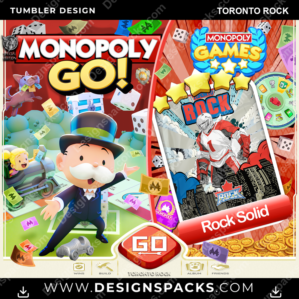 Lacrosse Monopoly Go! Toronto Rock Tumbler Digital Wrap Design