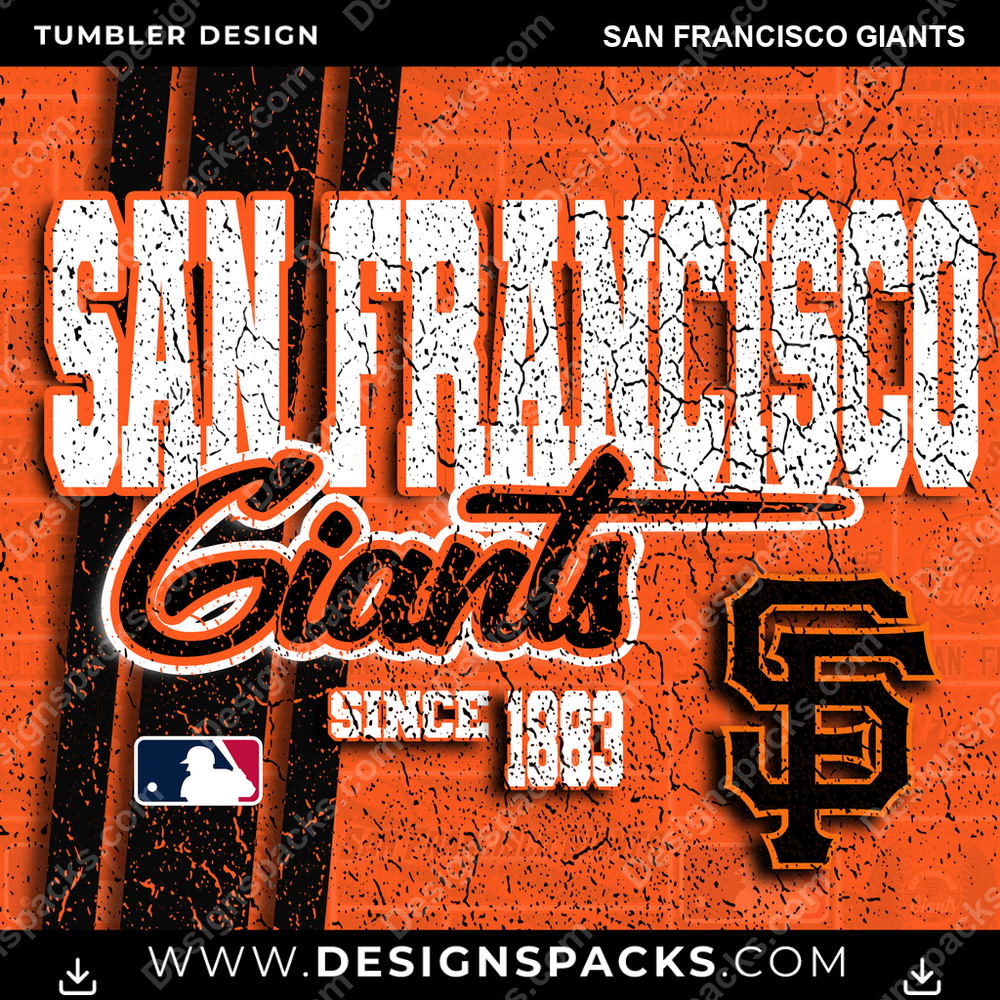 Baseball Grunge San Francisco Giants Tumbler Digital Wrap Design