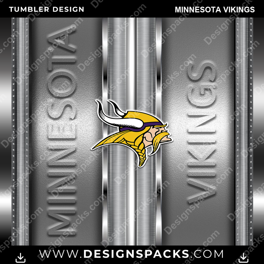 Football Metallic Minnesota Vikings Tumbler Digital Wrap Design