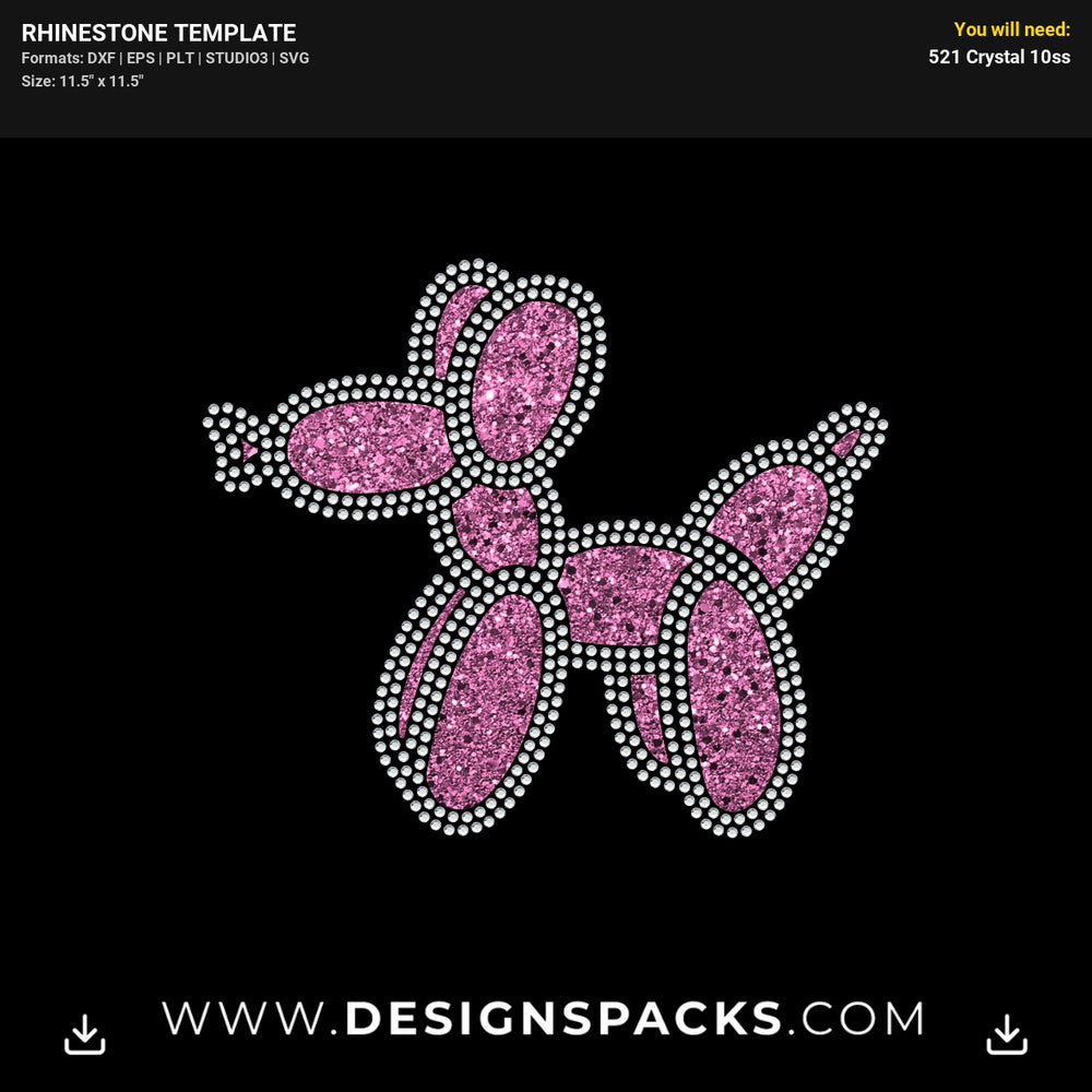 Balloon Dog Outline Rhinestone Digital Template
