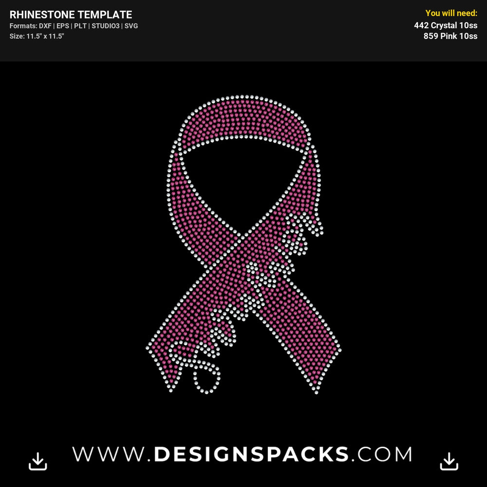 Survivor Pink Ribbon Rhinestone Digital Template