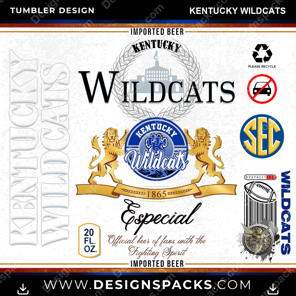College Sport Modelo Kentucky Wildcats NCAA College Sport Tumbler Digital Wrap Design Download