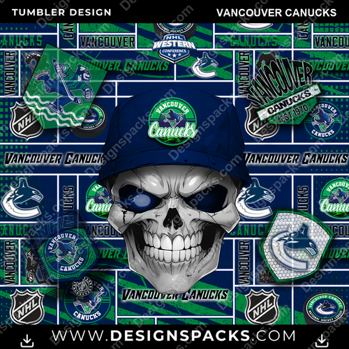 Hockey Skull Vancouver Canucks Tumbler Digital Wrap Design