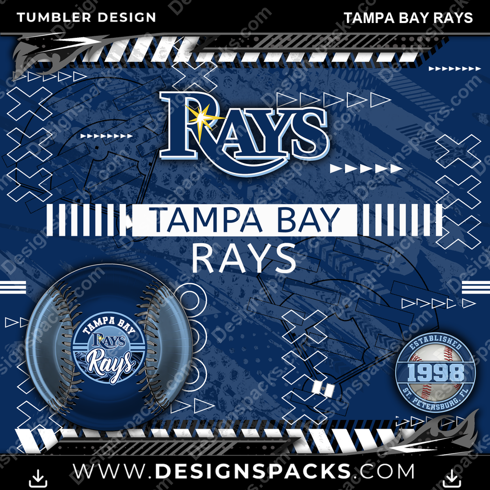 Baseball Xs & Os Tampa Bay Rays Tumbler Digital Wrap Design