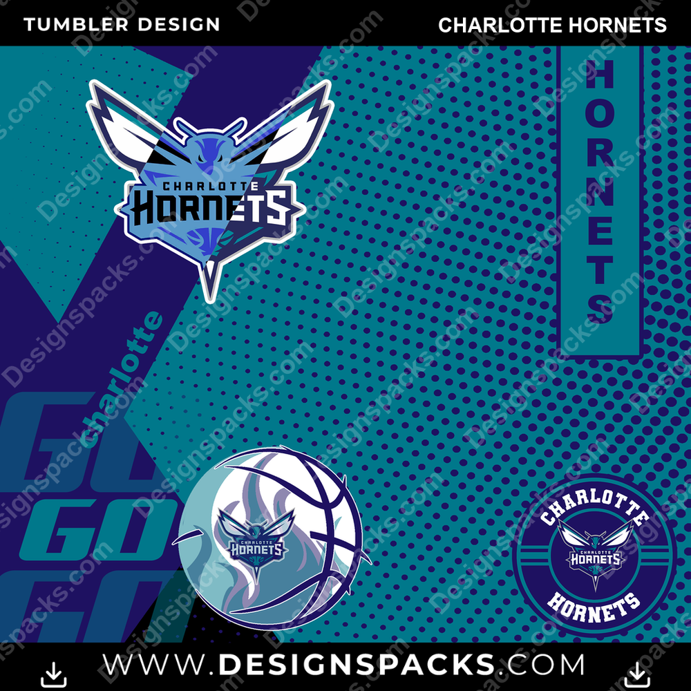 Basketball GO Charlotte Hornets Tumbler Digital Wrap Design