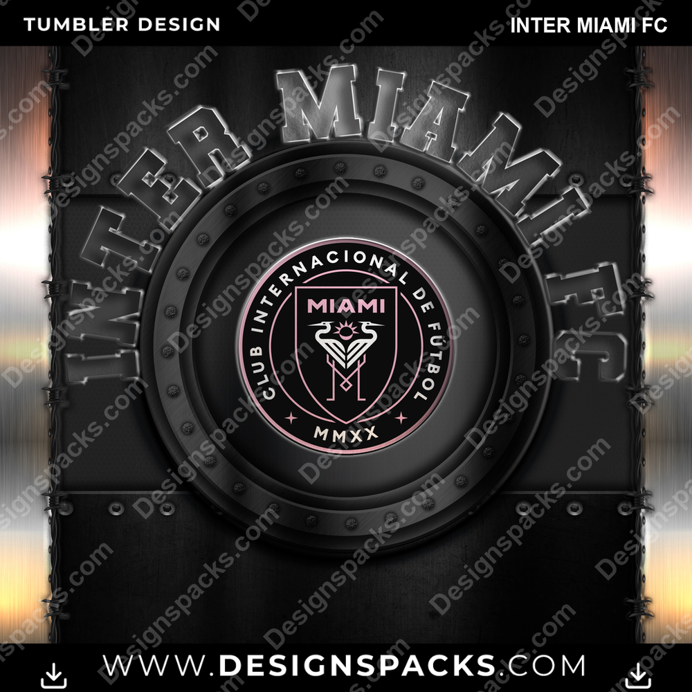 US Soccer Metal Inter Miami FC Tumbler Digital Wrap Design Download