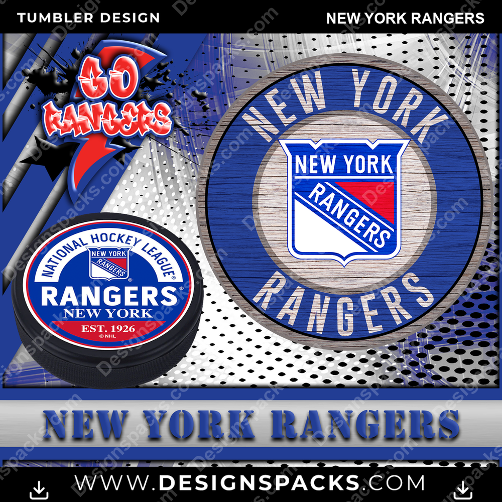 Hockey Go Team New York Rangers NHL Hockey Tumbler Digital Wrap Design Download