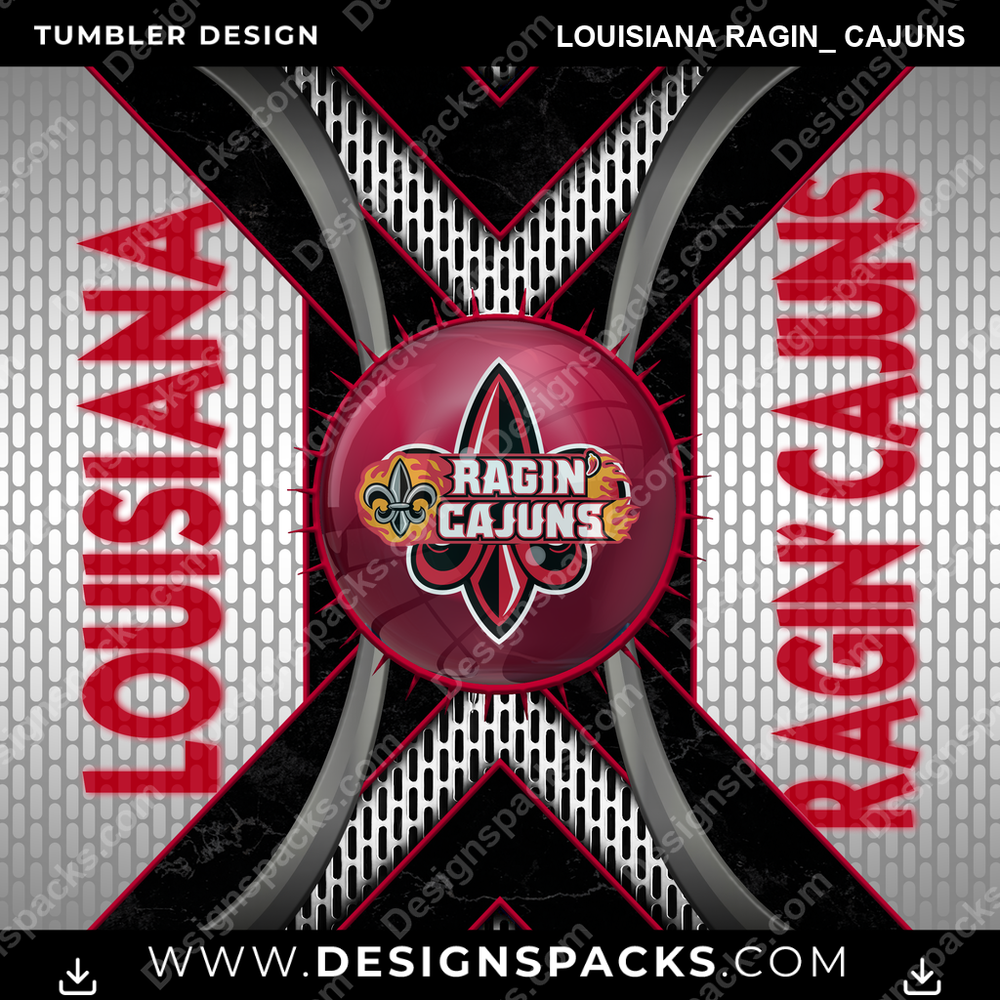 College Sport Metal Grating Louisiana Ragin_ Cajuns Tumbler Digital Wrap Design