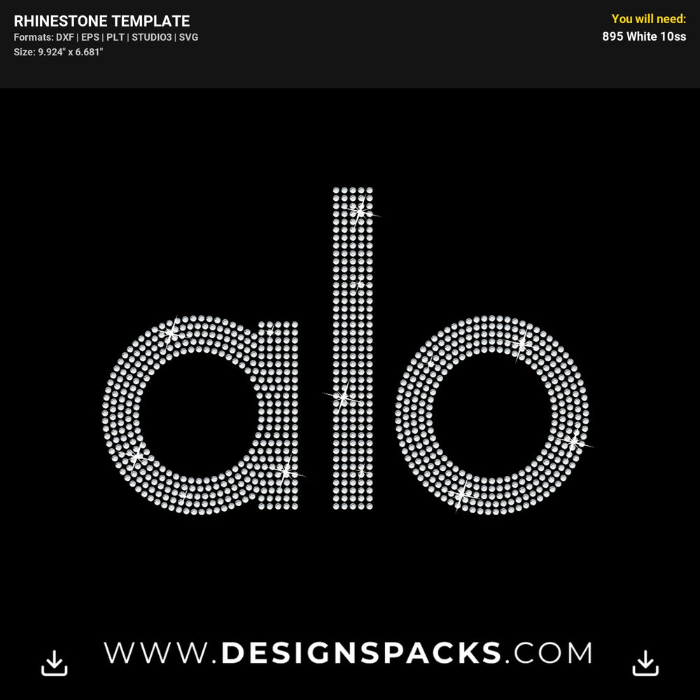 Alo Logo 10 Inches Rhinestone Digital Template