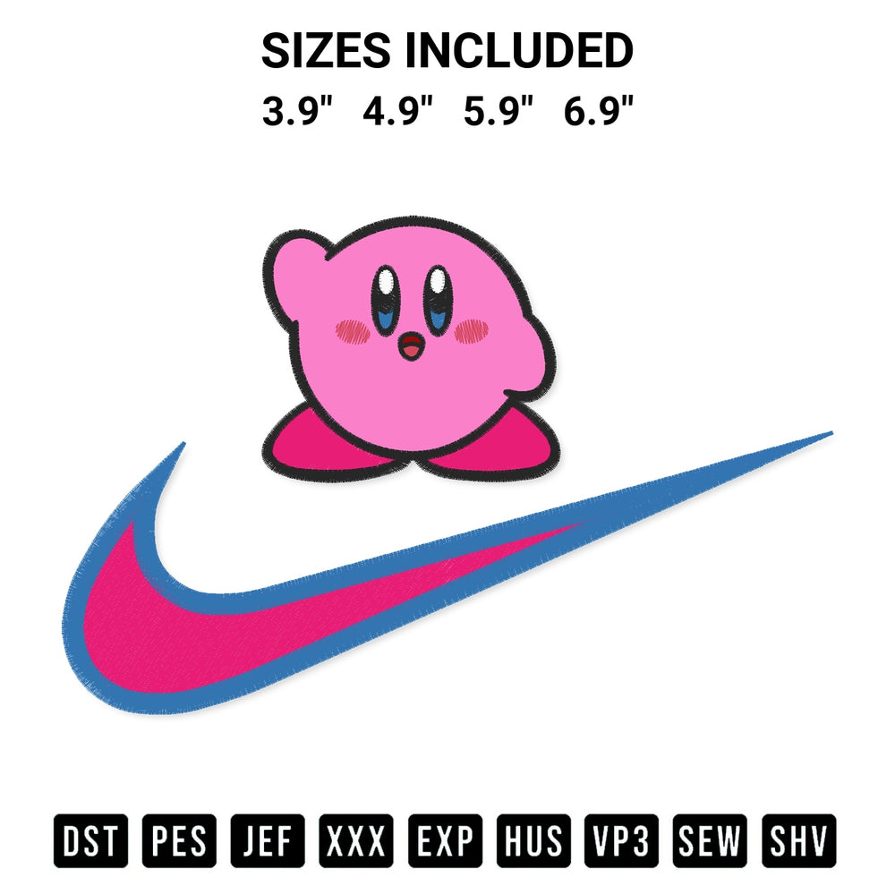 Add a unique touch to your apparel with the Kirby Swoosh Embroidery Design embroidery file. Premium instant download available now on Designspacks.com. Available sizes: 3.9", 4.9", 5.9", 6.9".