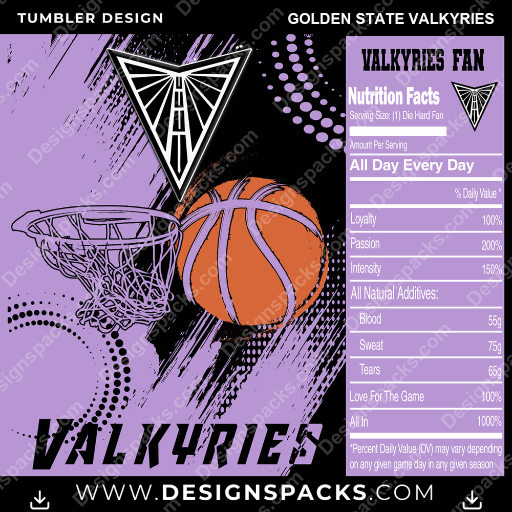 Basketball Team Fan Golden State Valkyries Tumbler Digital Wrap Design