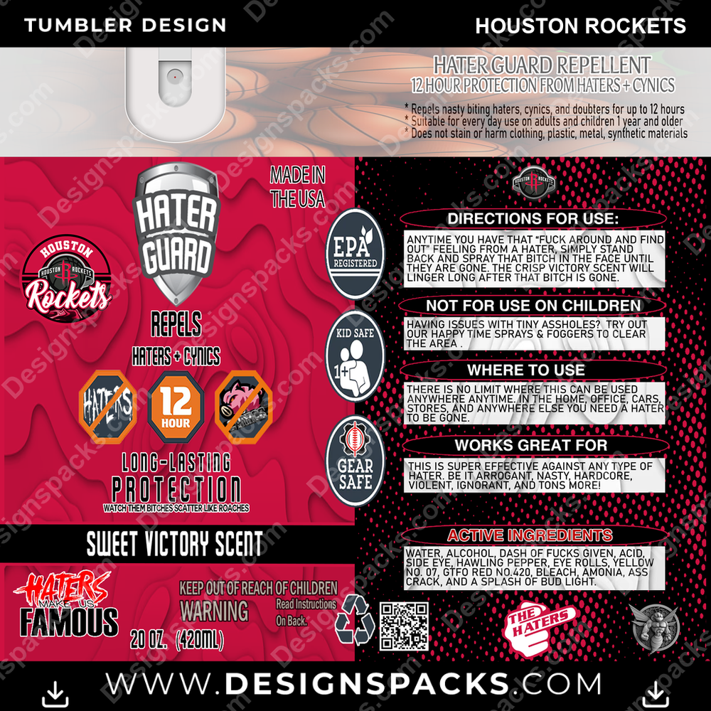 Basketball Hater Guard Houston Rockets Tumbler Digital Wrap Design