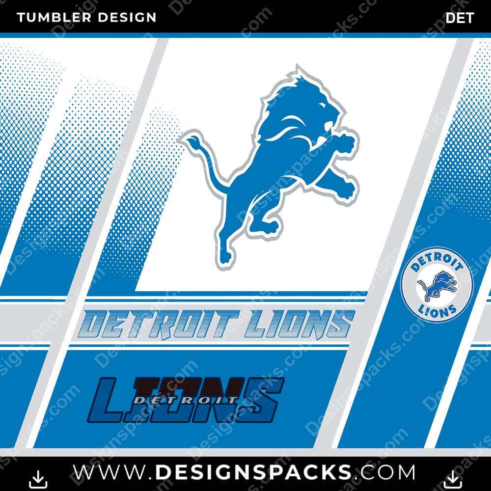 Football Sports DET NFL Football Tumbler Digital Wrap Design Download