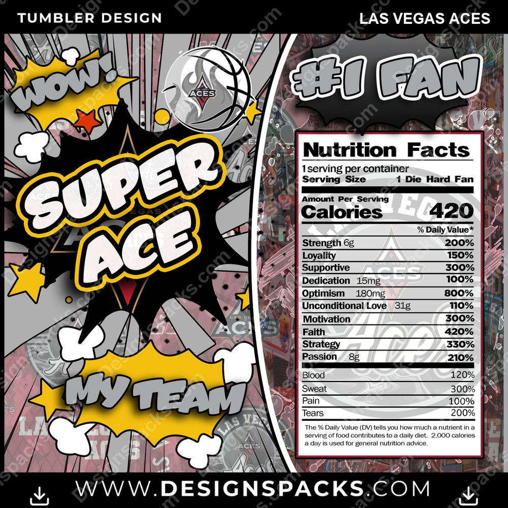 Basketball Super Team Las Vegas Aces Tumbler Digital Wrap Design