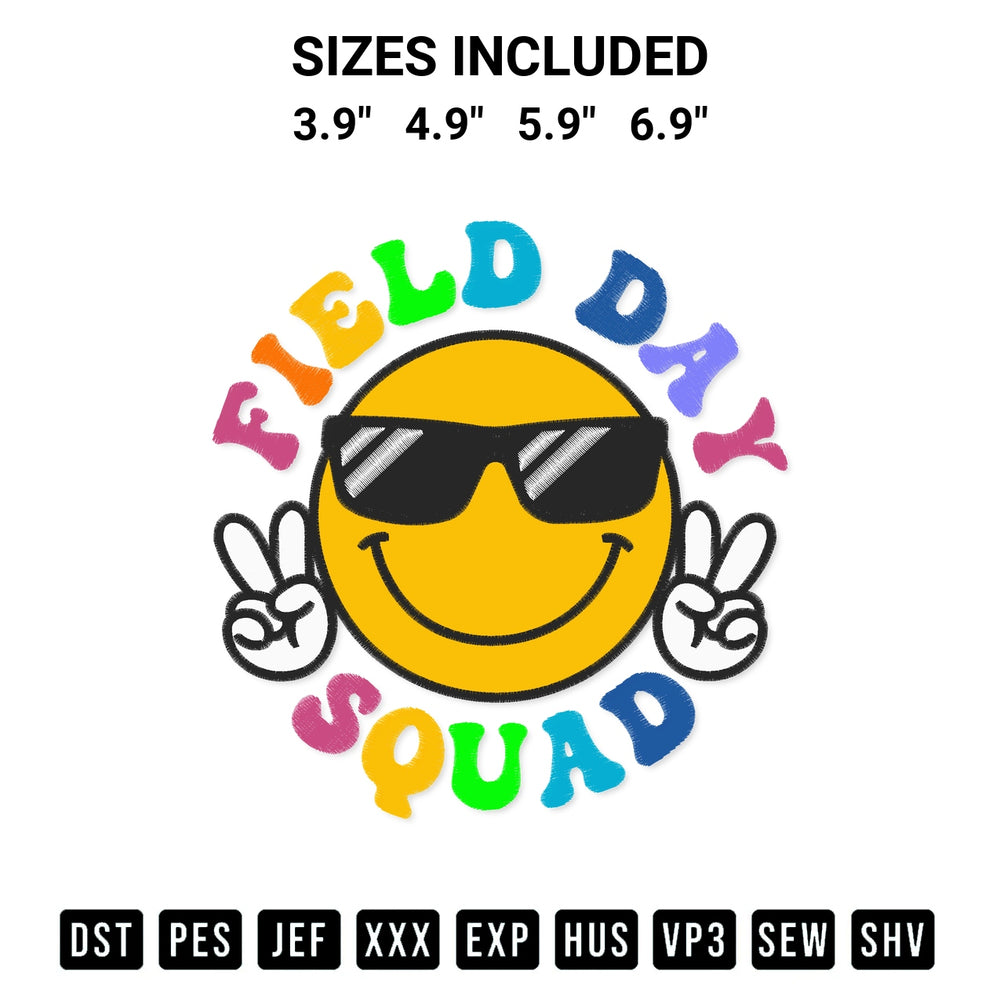 Looking for the perfect pattern? Download the Field Day Squad Embroidery Design embroidery design today at Designspacks.com. Crisp, clean stitching guaranteed. Available sizes: 3.9", 4.9", 5.9", 6.9".