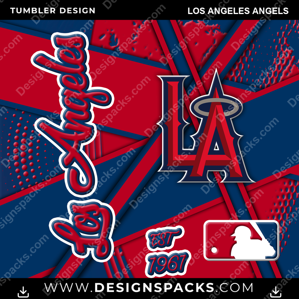 Baseball Team Sport Los Angeles Angels MLB Baseball Tumbler Digital Wrap Design Download