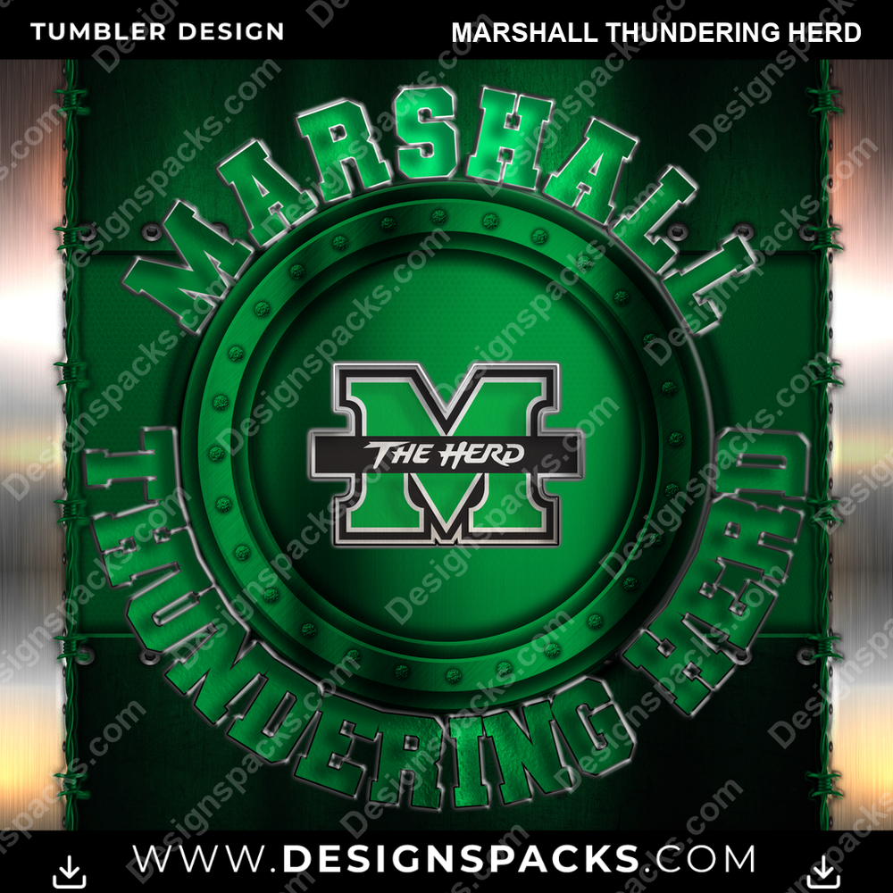 College Sport Metal Marshall Thundering Herd Tumbler Digital Wrap Design