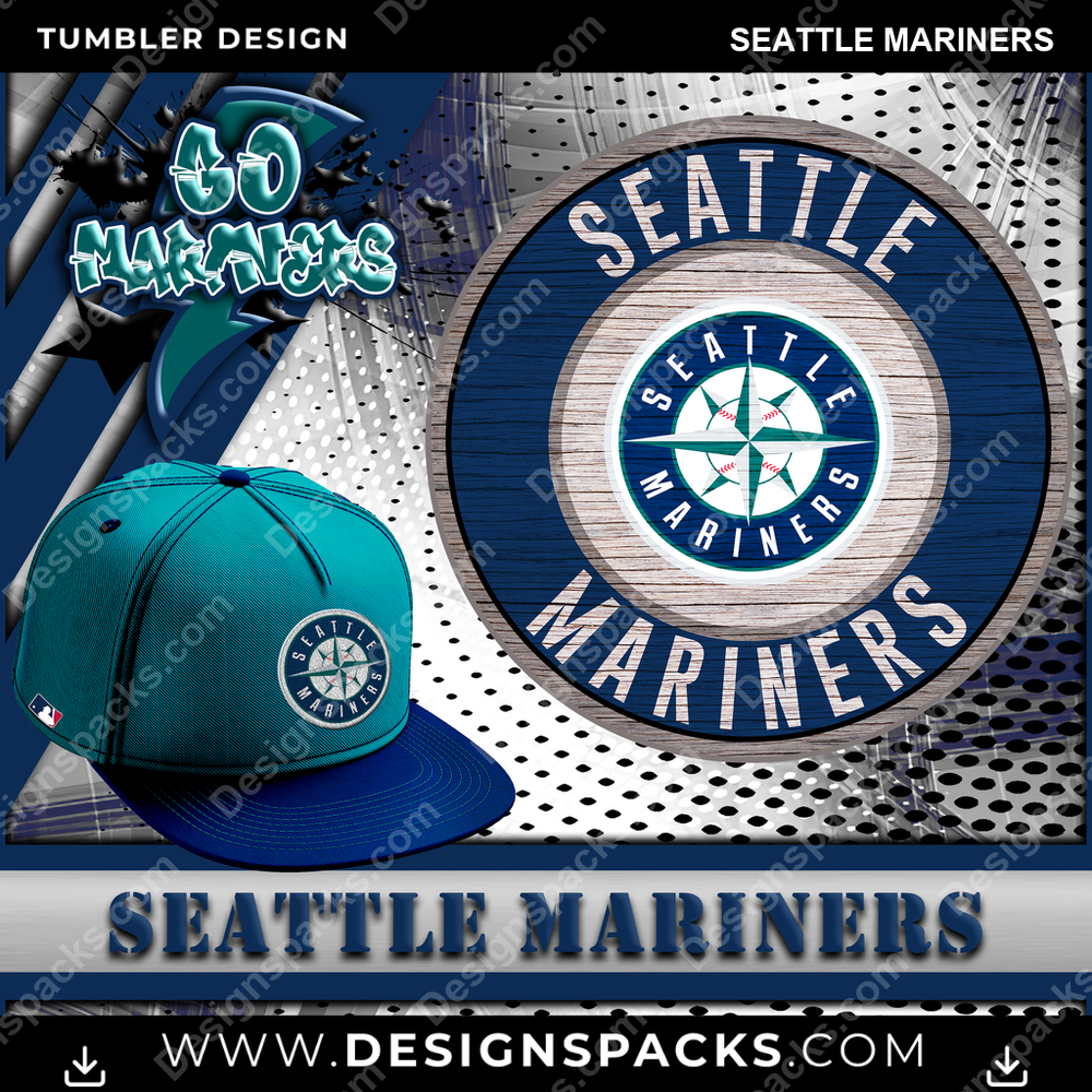 Baseball Go Team Seattle Mariners Tumbler Digital Wrap Design