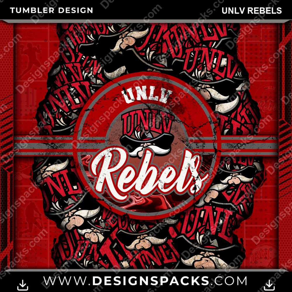 College Sport Ripped UNLV Rebels Tumbler Digital Wrap Design