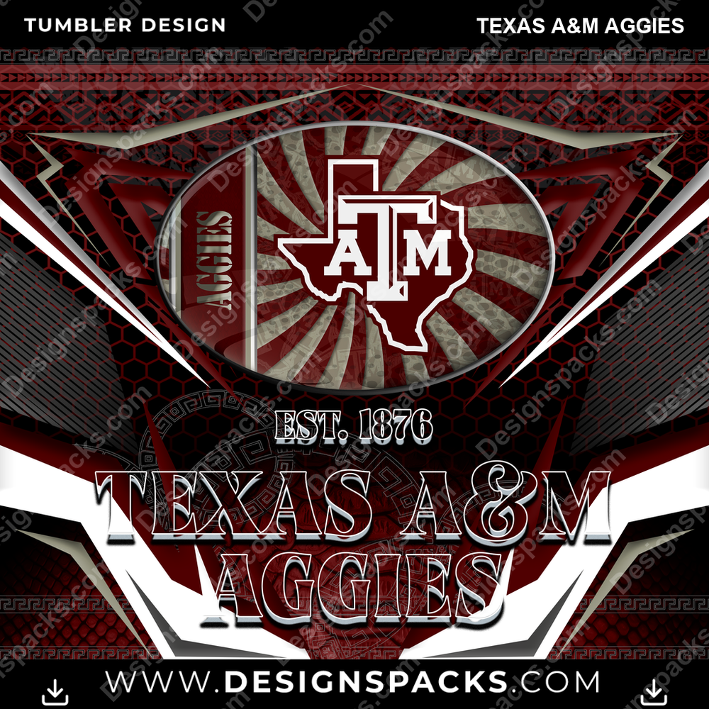 College Sport Tribal Texas A&M Aggies NCAA College Sport Tumbler Digital Wrap Design Download