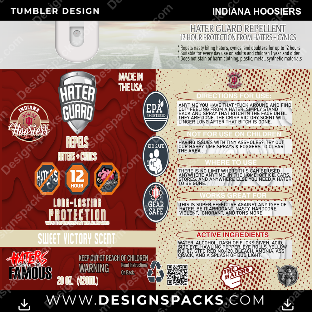 College Sport Hater Guard Indiana Hoosiers Tumbler Digital Wrap Design