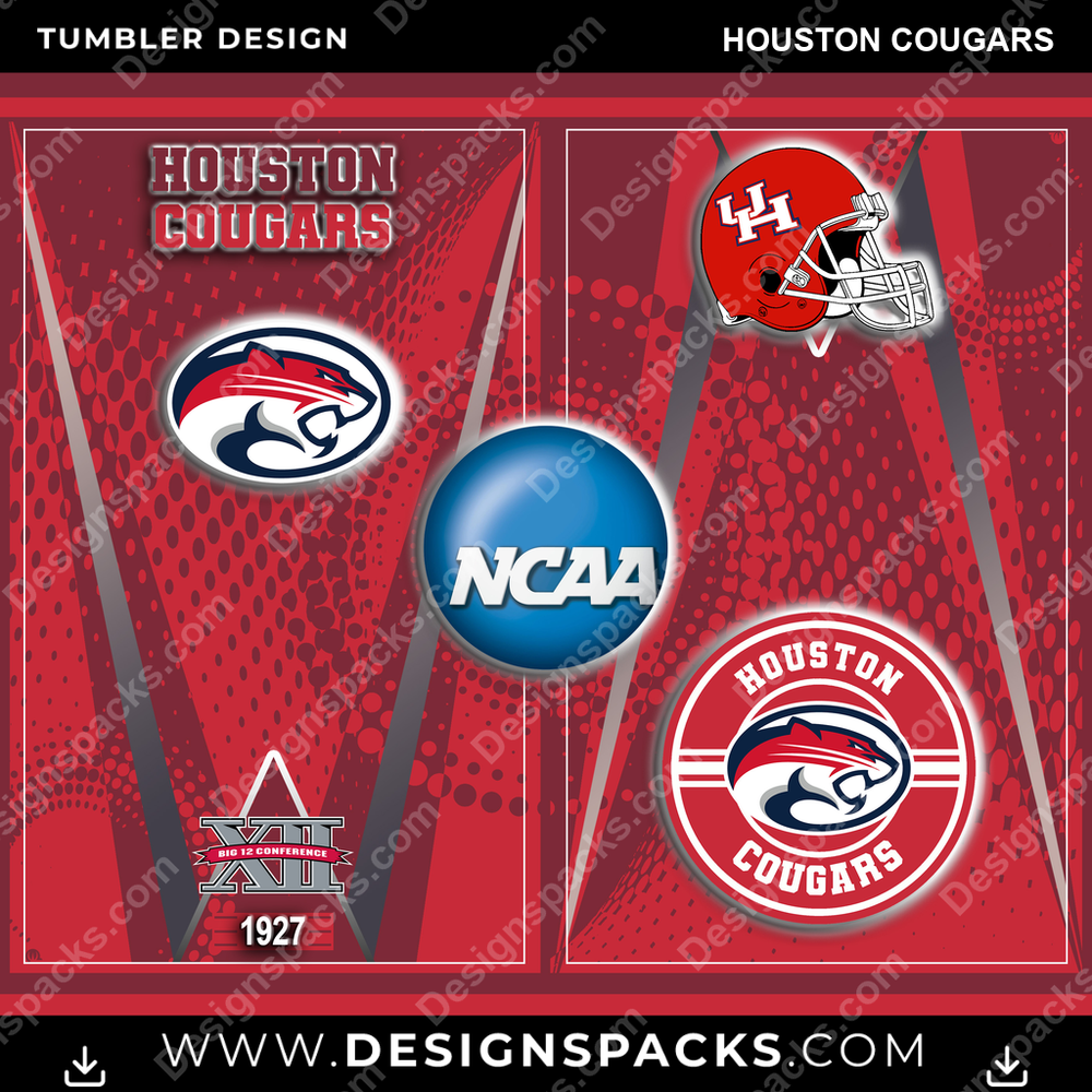 College Sport Team Logo Houston Cougars Tumbler Digital Wrap Design