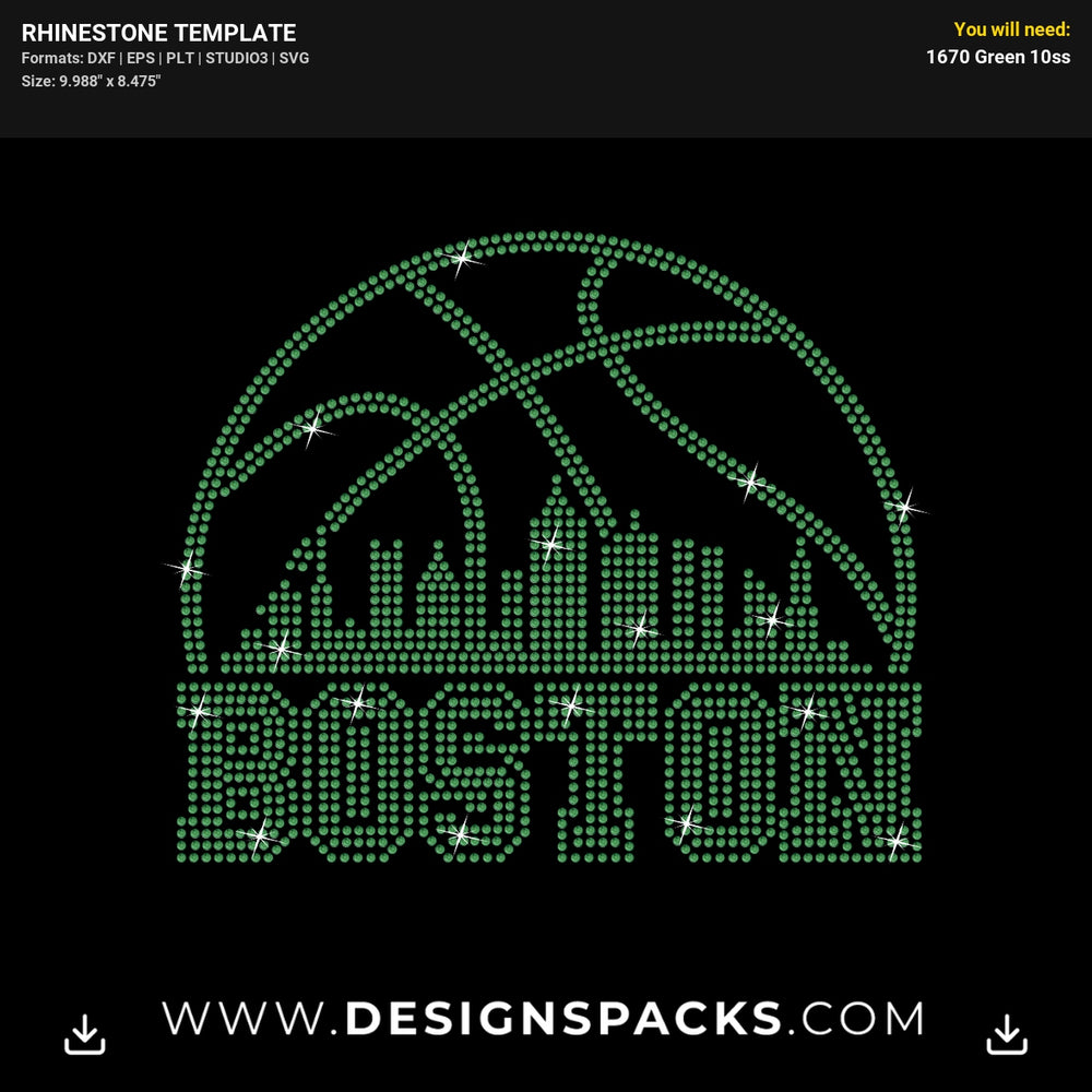 Boston City Basketball Rhinestone Digital Template