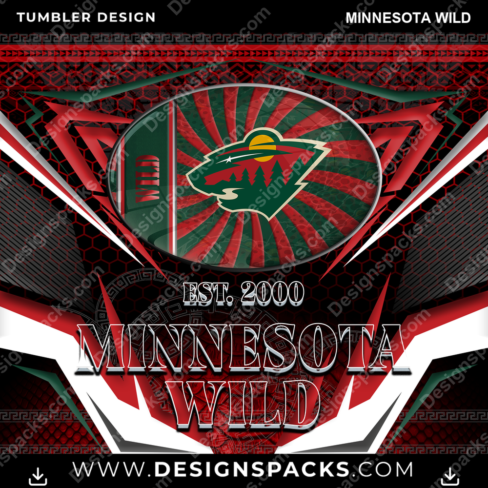 Hockey Tribal Minnesota Wild NHL Hockey Tumbler Digital Wrap Design Download