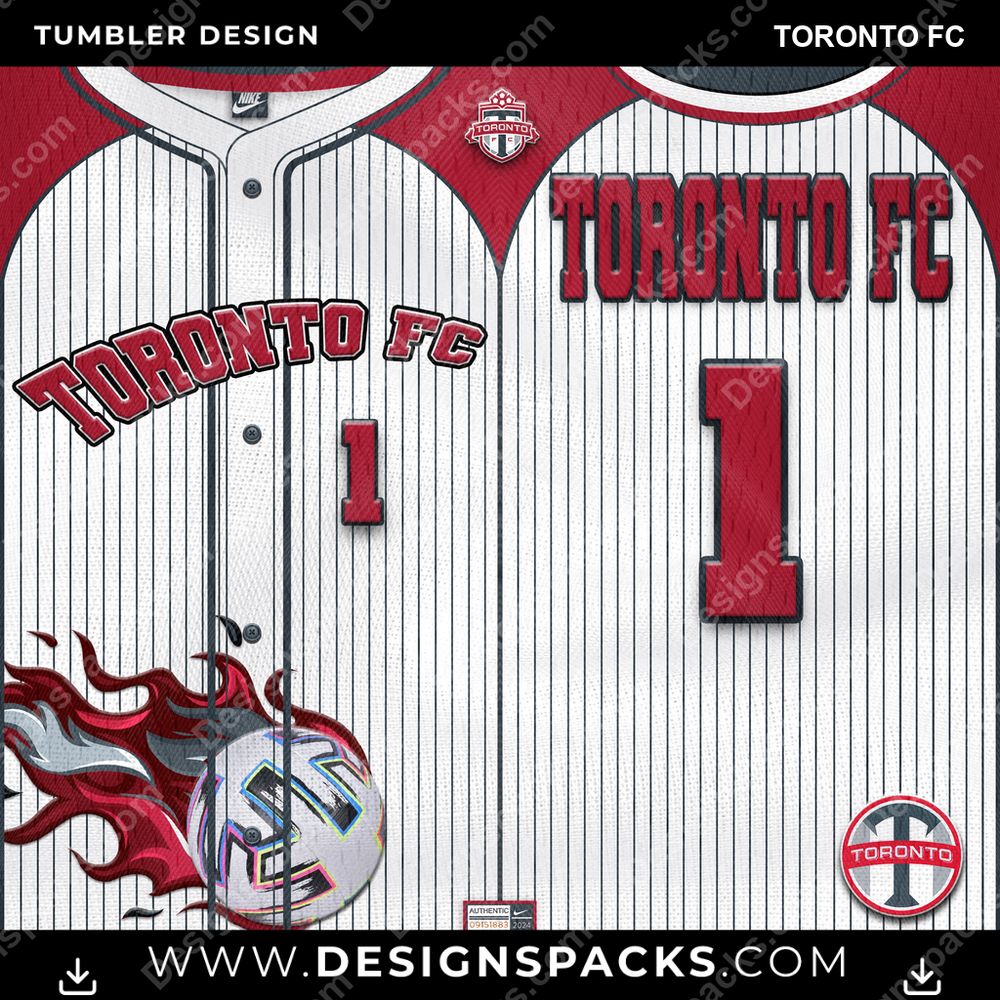 US Soccer Team Button-Up Jersey Toronto FC Tumbler Digital Wrap Design