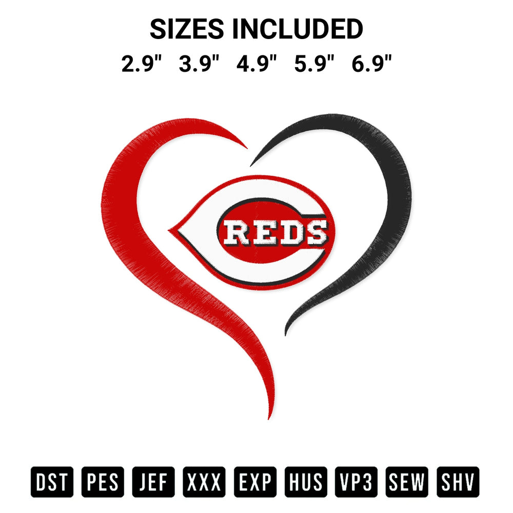 Elevate your next project with our Heart Cincinnati Reds Embroidery Design embroidery file. Shop high-quality digital patterns instantly at Designspacks.com. Available sizes: 2.9", 3.9", 4.9", 5.9", 6.9".